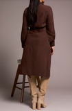 Suede-Like Long Sleeve Shirt Dress