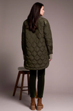 Long Quilted Button-Up Jacket With Pockets