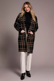 Double Knit Plaid Long Sweater Coat
