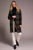 Double Knit Plaid Long Sweater Coat