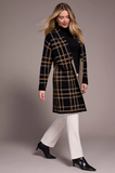 Double Knit Plaid Long Sweater Coat
