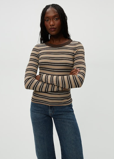 Eco Stripe Rib Long Sleeve Crew