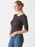 Maeve 2x1 Rib Elbow Sleeve Tee