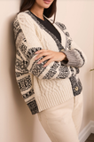 Button Front Multi Stitch Sweater Cardigan