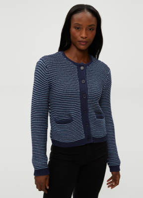 Kaden Tape Yarn Crew Neck Cardigan