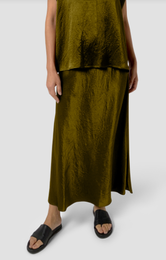 Textured Satin Full Length Bias Skirt