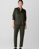 Stretch Silk Charmeuse Classic Collar Easy Shirt