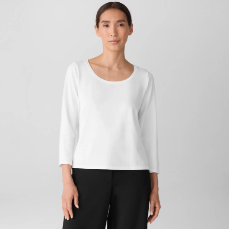 Stretch Jersey Knit Scoop Neck Top