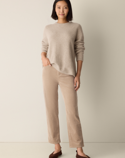 Organic Cotton Stretch Corduroy High Waisted Straight Ankle Jean