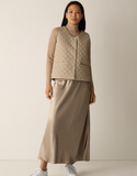 Eggshell Recycled Nylon V-Neck Quilted Vest