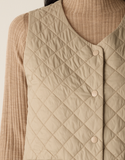 Eggshell Recycled Nylon V-Neck Quilted Vest