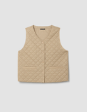 Eggshell Recycled Nylon V-Neck Quilted Vest