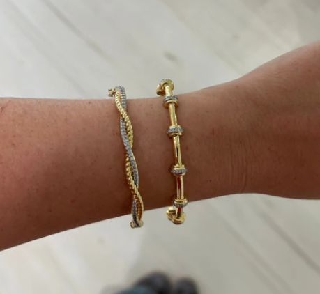 Pave Two Tone Studded Cuff Bracelet