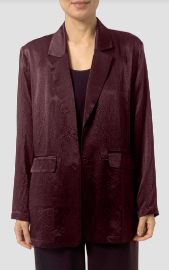 Textured Satin Long Blazer