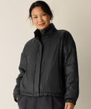 Eggshell Recycled Nylon High Collar Puffer Jacket