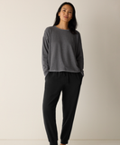 Striped Cozy Brushed Terry Round Neck Cropped Box Top