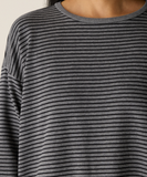 Striped Cozy Brushed Terry Round Neck Cropped Box Top