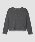 Striped Cozy Brushed Terry Round Neck Cropped Box Top