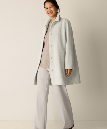 Soft Wool Herringbone Classic Collar Coat