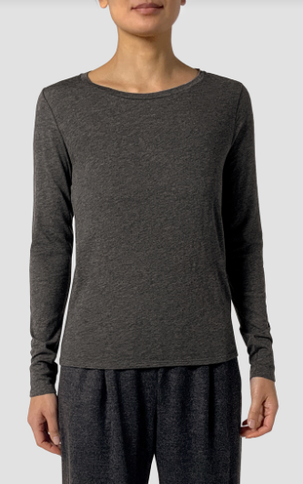 Melange Sheer Knit Round Neck Tee