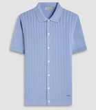 Ladder Stitch Full Button Polo Sweater