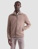 Melange Herringbone Full Zip Sweater