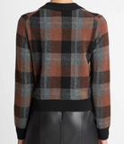 Checked Plaid Cashmere Polo Cardigan