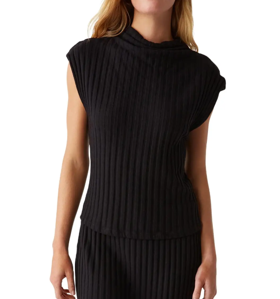 Nara London Rib Mock Neck Top