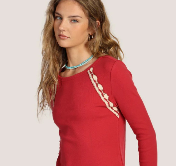 Beau Long Sleeve Crochet Tee