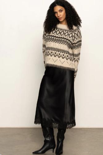 Slip Skirt with Black Lace