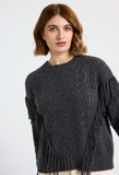 Cashmere Cable Fringe Crew