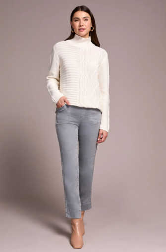 Cotton Special Wash Cable Mock Neck