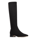 Stretch Suede Low Heel Tall Boot