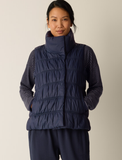 Eggshell Recycled Nylon High Collar Ruched Vest