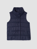 Eggshell Recycled Nylon High Collar Ruched Vest