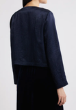 Textured Satin Round Neck Cropped Jacket