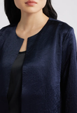 Textured Satin Round Neck Cropped Jacket