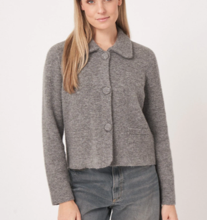 Wool + Alpaca Covered Button Cardigan