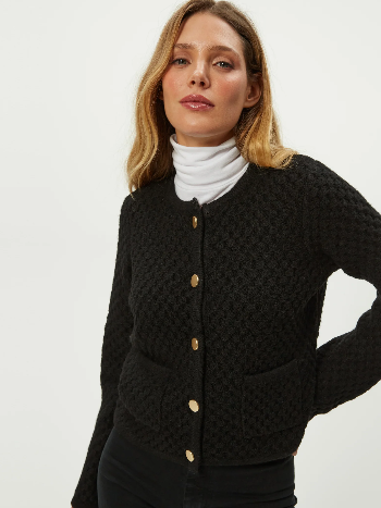 Cera Cozy Knit Crew Honeycomb Cardigan