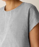 Striped Linen Sheen Square Top