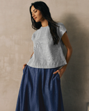Striped Linen Sheen Square Top