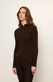 High Neck Ribbed Cardigan