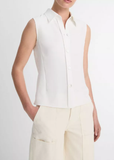 Sleeveless Button-Front Shirt