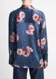 Painted Poppy Silk Long Sleeve Blouse