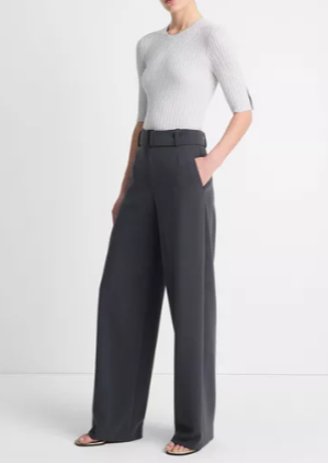 High Waisted Belted Wide Leg Trouser