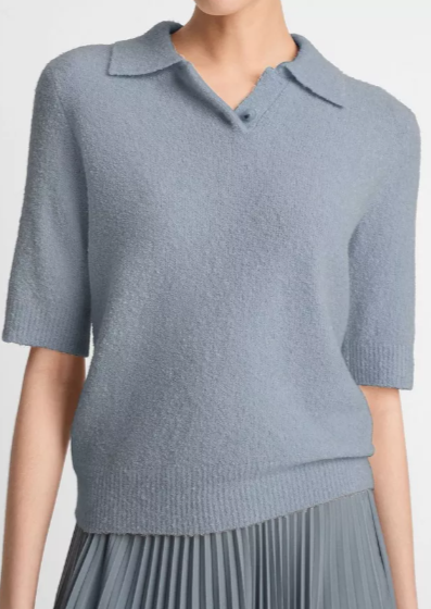 Soft Boucle Silk Blend Polo Sweater