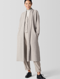 Lightweight Boiled Wool High Collar Coat