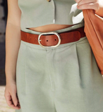 Daphne Oval Buckle Leather Belt