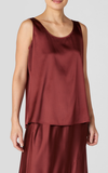 Stretch Silk Charmeuse Scoop Neck Tank