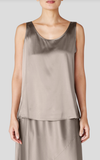 Stretch Silk Charmeuse Scoop Neck Tank